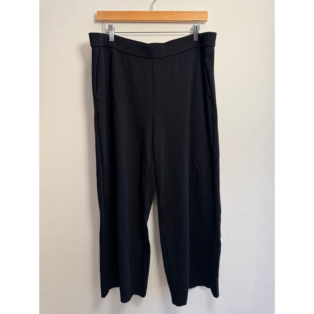 Eileen Fisher Black Tencel Lyocell Wide Leg Cropped Pants XL